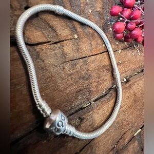 Authentic Vintage Classic Moments Pandora Barrel Clasp Bracelet Snake Chain 20cm